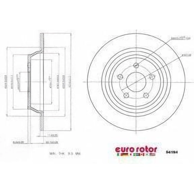 Rear Premium Rotor by EUROROTOR - 54194 pa1