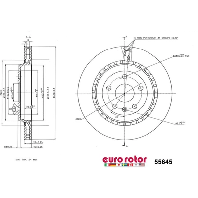 Rear Premium Rotor by EUROROTOR - 55645 pa3