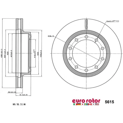 Rear Premium Rotor by EUROROTOR - 5615 pa4