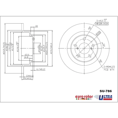 Rear Premium Rotor by EUROROTOR - SU786 pa3