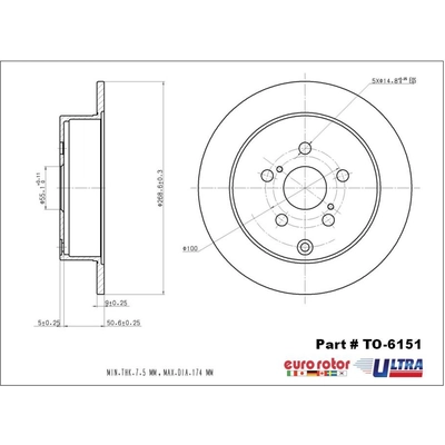 Rear Premium Rotor by EUROROTOR - TO6151 pa4