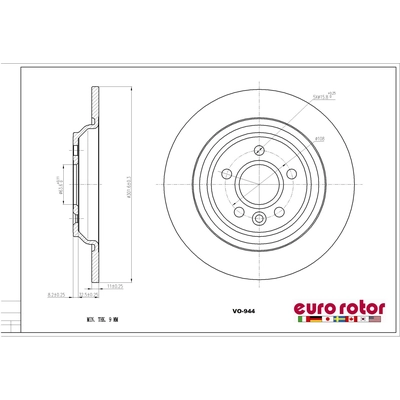 Rear Premium Rotor by EUROROTOR - VO944 pa3