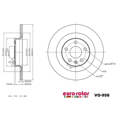 Rear Premium Rotor by EUROROTOR - VO958 pa5