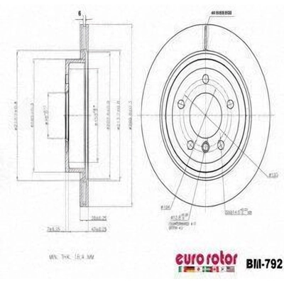 Rear Premium Rotor by EUROROTOR - BM792 pa8
