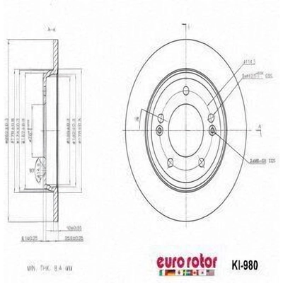 Rear Premium Rotor by EUROROTOR - KI980 pa8