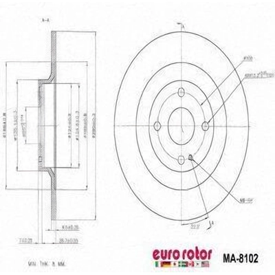 Rear Premium Rotor by EUROROTOR - MA8102 pa7