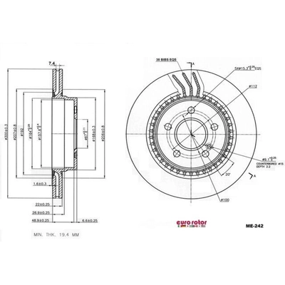 Rear Premium Rotor by EUROROTOR - ME242 pa3