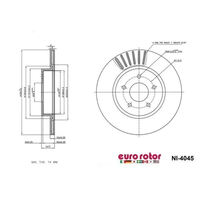 Rear Premium Rotor by EUROROTOR - NI4045 pa7