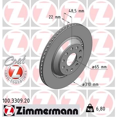 Rear Premium Rotor (Pack of 2) by ZIMMERMANN - 100.3309.20 pa1