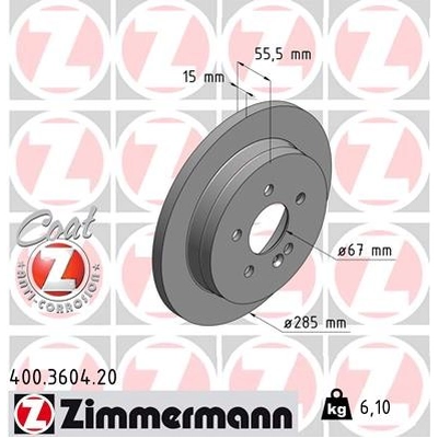 Rear Premium Rotor (Pack of 2) by ZIMMERMANN - 400.3604.20 pa1