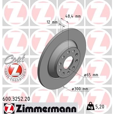Rear Premium Rotor (Pack of 2) by ZIMMERMANN - 600.3252.20 pa2