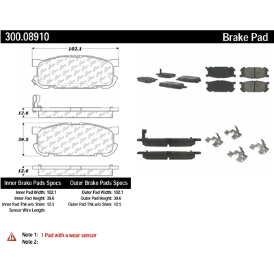 Plaquettes de frein arrière semi-métalliques de qualité supérieur by CENTRIC PARTS - 300.08910 pa2