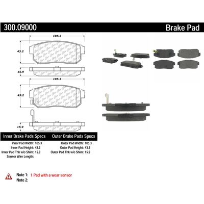 Plaquettes de frein arrière semi-métalliques de qualité supérieur par CENTRIC PARTS - 300.09000 pa5