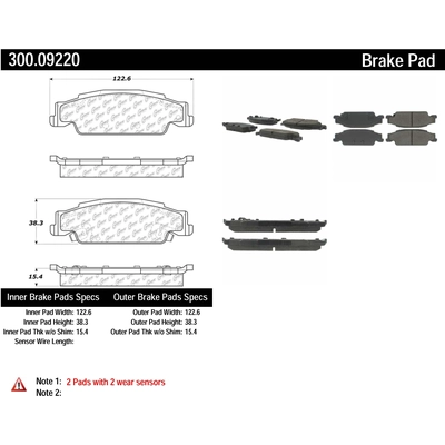 Rear Premium Semi Metallic Pads by CENTRIC PARTS - 300.09220 pa2