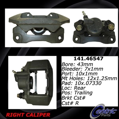 Rear Right Rebuilt Caliper With Hardware by CENTRIC PARTS - 141.46547 pa4