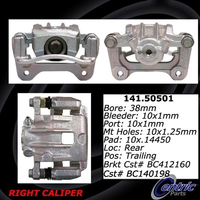 Rear Right Rebuilt Caliper With Hardware by CENTRIC PARTS - 141.50501 pa3