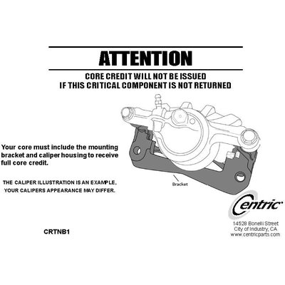 Étrier arrière droit reconditionné avec matériel de CENTRIC PARTS - 141.51641 pa1