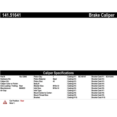 Étrier arrière droit reconditionné avec matériel de CENTRIC PARTS - 141.51641 pa2