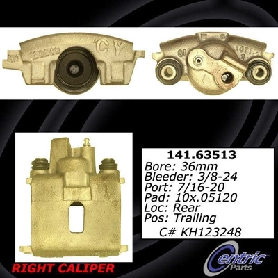 Rear Right Rebuilt Caliper With Hardware by CENTRIC PARTS - 141.63513 pa1