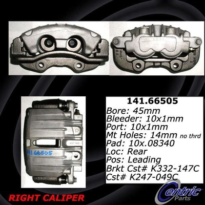 Rear Right Rebuilt Caliper With Hardware by CENTRIC PARTS - 141.66505 pa5