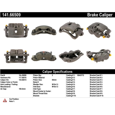 Étrier arrière droit reconditionné avec matériel de CENTRIC PARTS - 141.66509 pa9