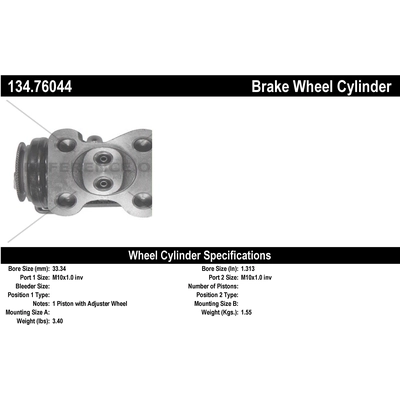 Rear Right Wheel Cylinder by CENTRIC PARTS - 134.76044 pa1