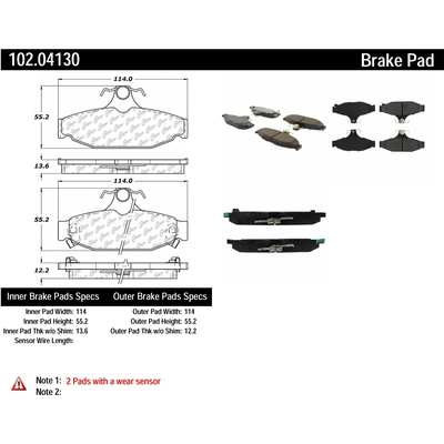 Rear Semi Metallic Pads by CENTRIC PARTS - 102.04130 pa2