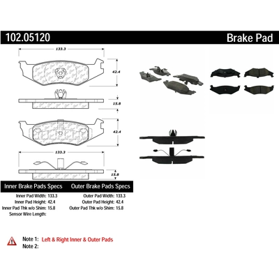 Rear Semi Metallic Pads by CENTRIC PARTS - 102.05120 pa1