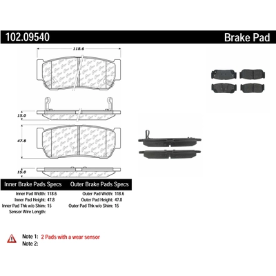 Plaquettes arrière semi-métallique par CENTRIC PARTS - 102.09540 pa2