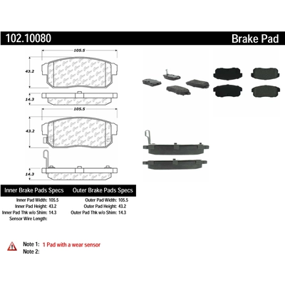 Rear Semi Metallic Pads by CENTRIC PARTS - 102.10080 pa3