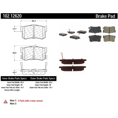 Rear Semi Metallic Pads by CENTRIC PARTS - 102.12620 pa1