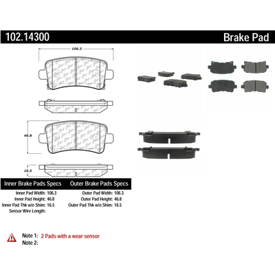 Plaquettes arrière semi-métallique de CENTRIC PARTS - 102.14300 pa2