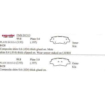 EUROROTOR - F1D1313H - Rear Semi Metallic Pads pa2