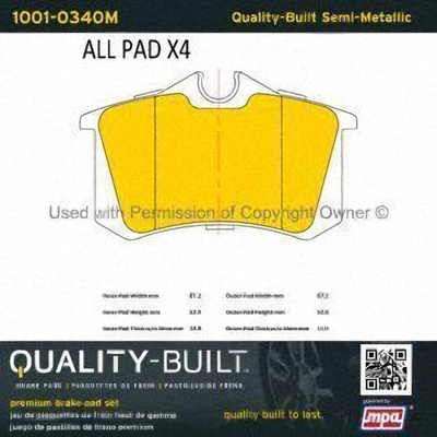 Rear Semi Metallic Pads by QUALITY-BUILT - 1001-0340M pa1