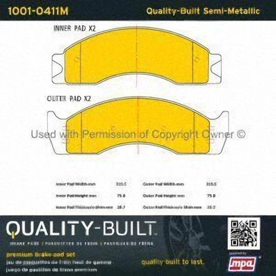 Rear Semi Metallic Pads by QUALITY-BUILT - 1001-0411M pa1