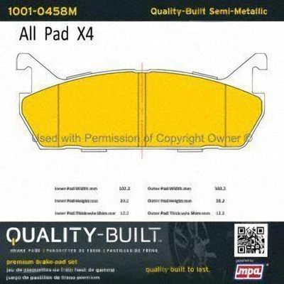 Rear Semi Metallic Pads by QUALITY-BUILT - 1001-0458M pa5