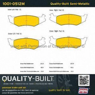 Rear Semi Metallic Pads by QUALITY-BUILT - 1001-0512M pa2