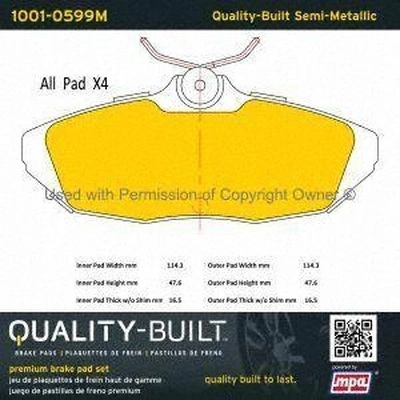 Rear Semi Metallic Pads by QUALITY-BUILT - 1001-0599M pa1