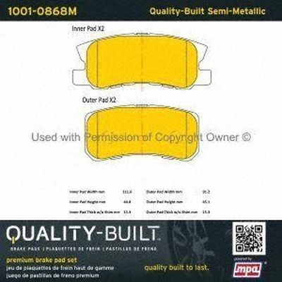 Rear Semi Metallic Pads by QUALITY-BUILT - 1001-0868M pa1