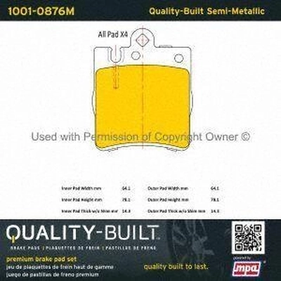 Rear Semi Metallic Pads by QUALITY-BUILT - 1001-0876M pa1