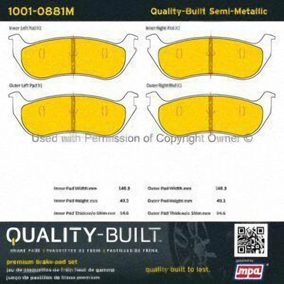 Rear Semi Metallic Pads by QUALITY-BUILT - 1001-0881M pa1