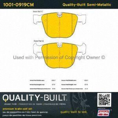 Rear Semi Metallic Pads by QUALITY-BUILT - 1001-0919CM pa1