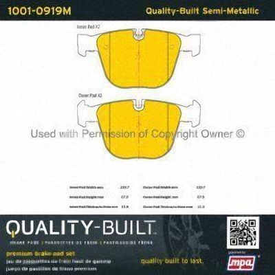 Rear Semi Metallic Pads by QUALITY-BUILT - 1001-0919M pa1