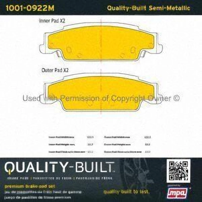 Rear Semi Metallic Pads by QUALITY-BUILT - 1001-0922M pa1