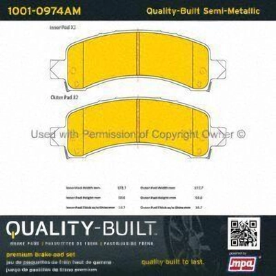 Rear Semi Metallic Pads by QUALITY-BUILT - 1001-0974AM pa2