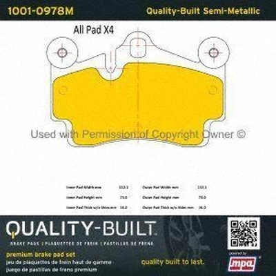 Rear Semi Metallic Pads by QUALITY-BUILT - 1001-0978M pa1
