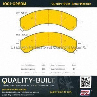 Rear Semi Metallic Pads by QUALITY-BUILT - 1001-0989M pa1