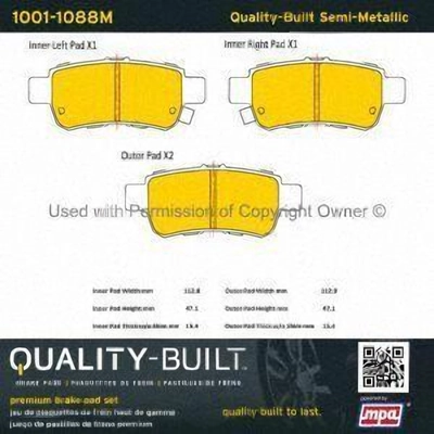 Rear Semi Metallic Pads by QUALITY-BUILT - 1001-1088M pa1