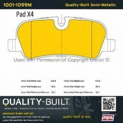 Rear Semi Metallic Pads by QUALITY-BUILT - 1001-1099M pa1