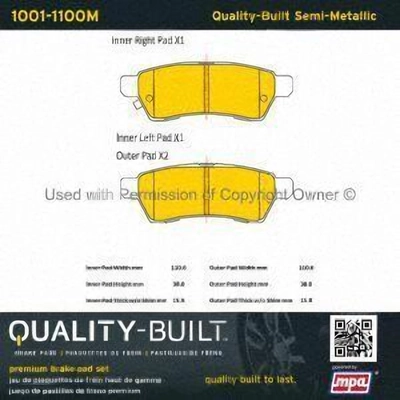 Rear Semi Metallic Pads by QUALITY-BUILT - 1001-1100M pa1